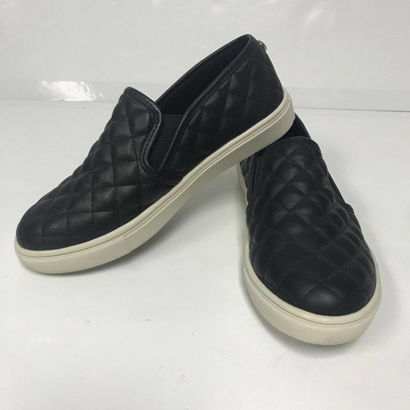Steve Madden Ecentrcq Shoes Womens 5 Black Blush Quilted Slip On Tennis Shoe - Picture 2 of 11